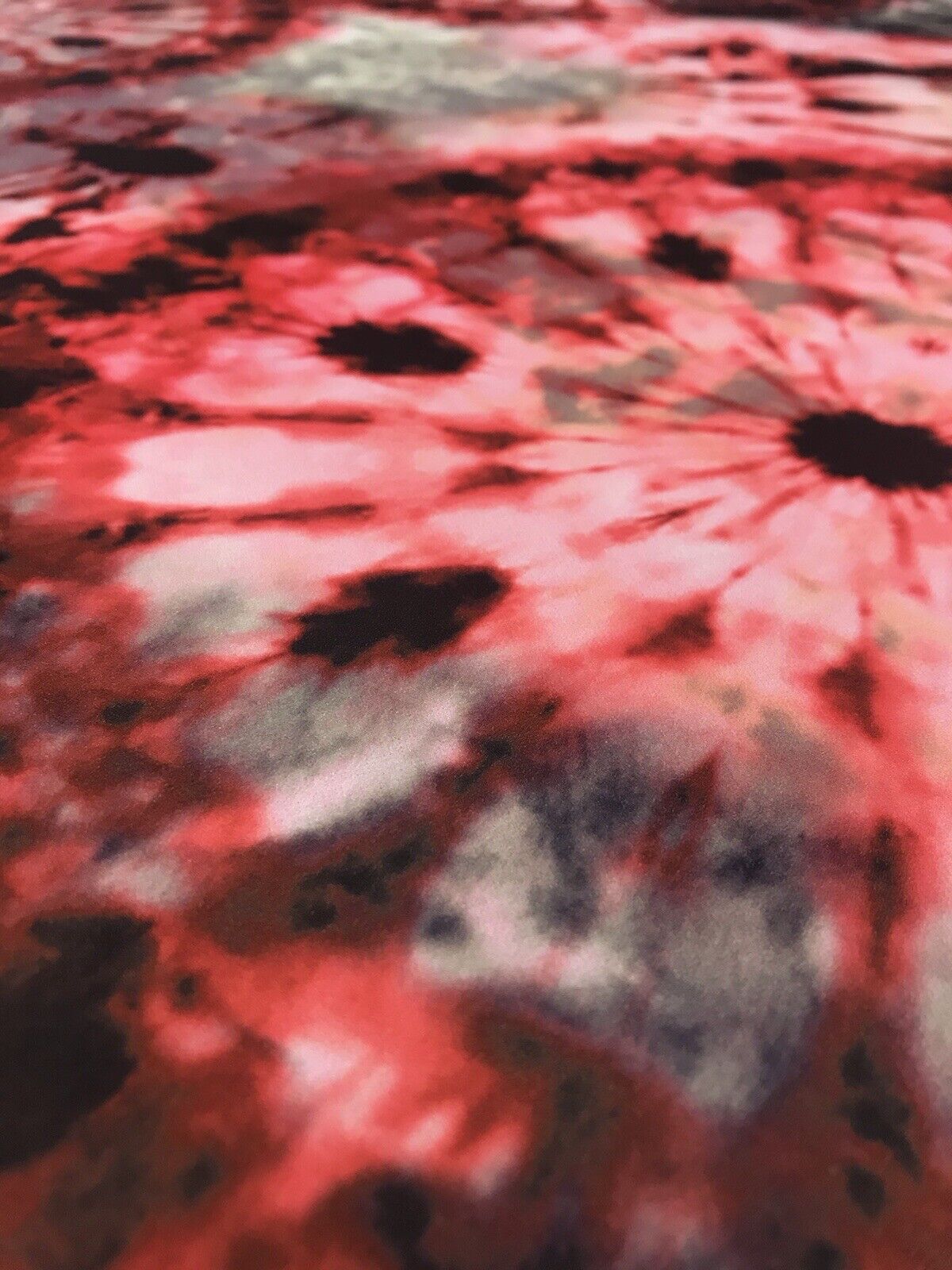 Red/Black/White Tie Dye Printed Scuba Crepe Jersey Fabric 4 Way Stretch - T9 Fabrics