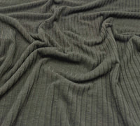 Dark Grey Khaki Lightweight 8x4 Wide Rib Stretch Fabric