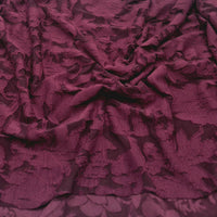 Plum Floral Burnout Jacquard 2 Way Stretch Fabric