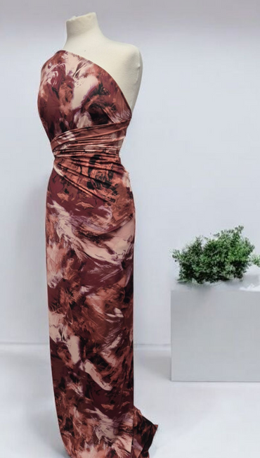 Bronze Mix Print Soft Touch Stretch Fabrics