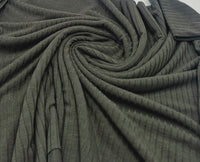 Dark Grey Khaki Lightweight 8x4 Wide Rib Stretch Fabric