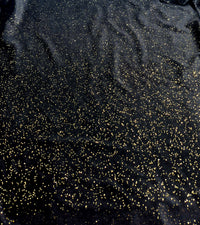 Plain Black Metallic Gold Sparkle Glitter Velour Stretch Fabric