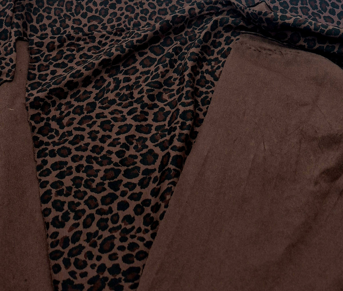 Chocolate Black Mix Leopard Viscose Elastane 2 Way Stretch Fabric