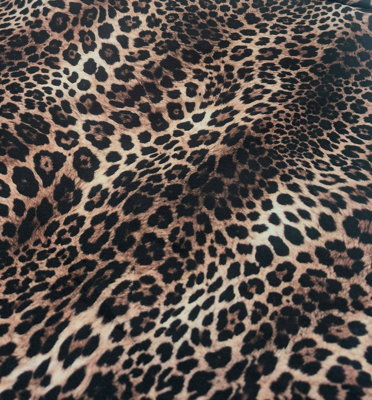 Chocolate Leopard Print Lightweight Bubble Crepe Fabric