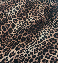Chocolate Leopard Print Lightweight Bubble Crepe Fabric