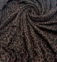 Chocolate Black Mix Leopard Viscose Elastane 2 Way Stretch Fabric