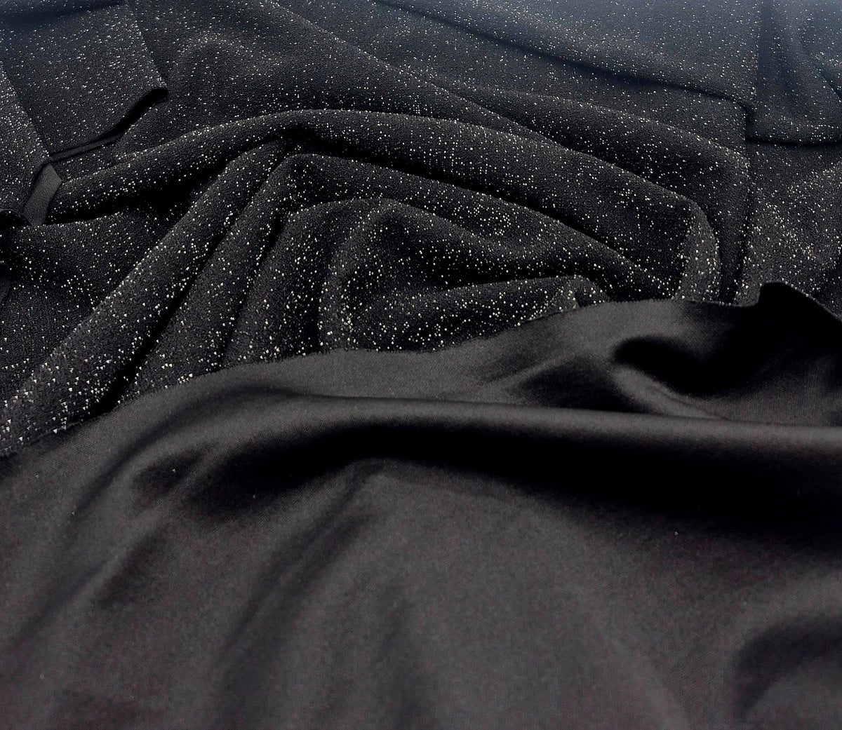 Black Silver Thread Textured Lurex Stretch Knit Fabric