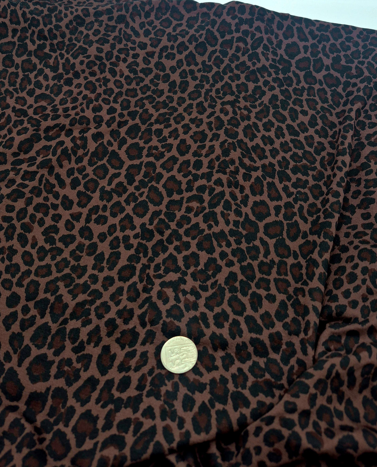 Chocolate Black Mix Leopard Viscose Elastane 2 Way Stretch Fabric