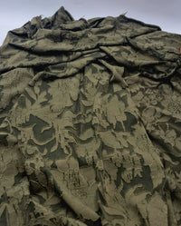 Khaki Floral Burnout Jacquard 2 Way Stretch Fabric