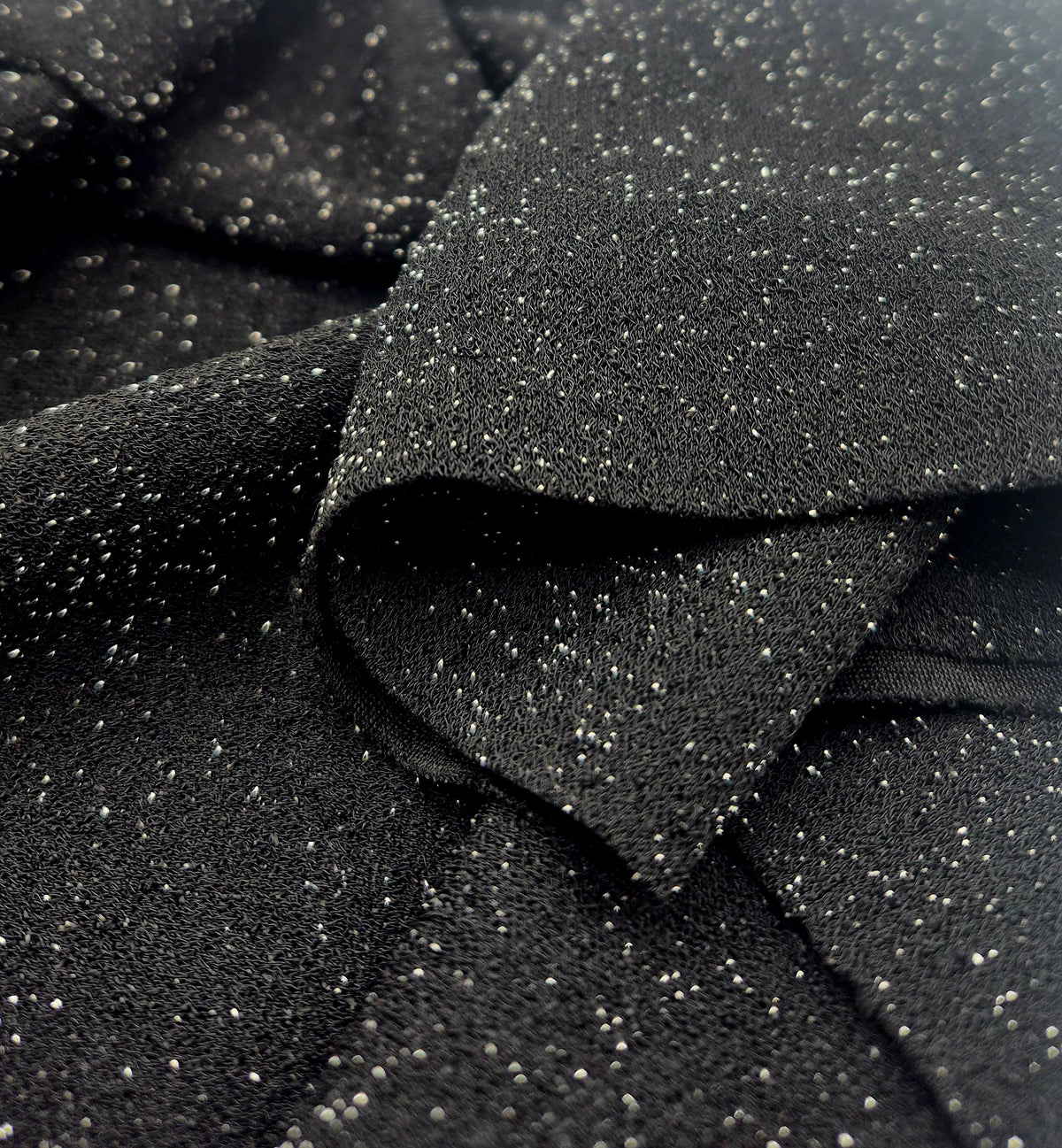 Black Silver Thread Textured Lurex Stretch Knit Fabric