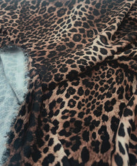 Chocolate Leopard Print Lightweight Bubble Crepe Fabric