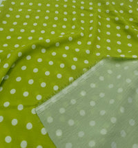 Lime Green Polka Print Lightweight Bubble Crepe Fabric