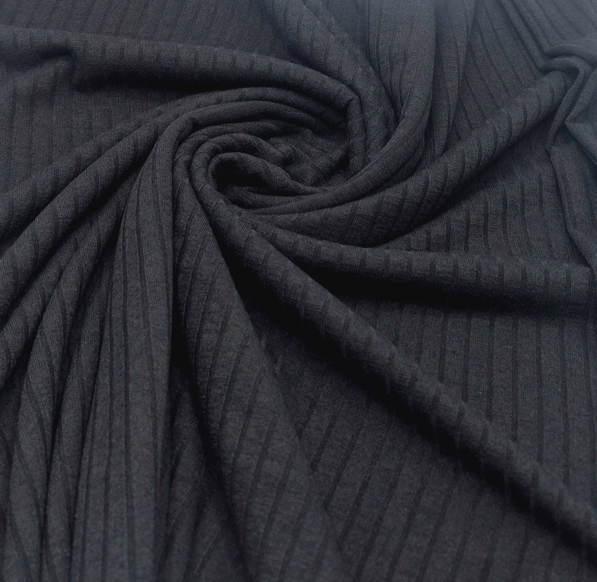 Black Lightweight 8x4 Wide Rib Stretch Fabric