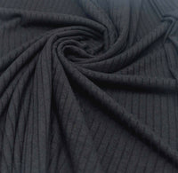 Black Lightweight 8x4 Wide Rib Stretch Fabric