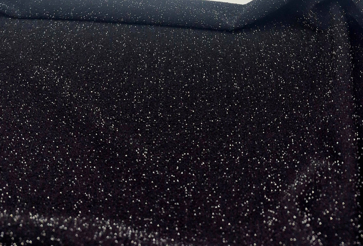 Black Silver Thread Textured Lurex Stretch Knit Fabric