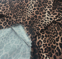 Chocolate Leopard Print Lightweight Bubble Crepe Fabric