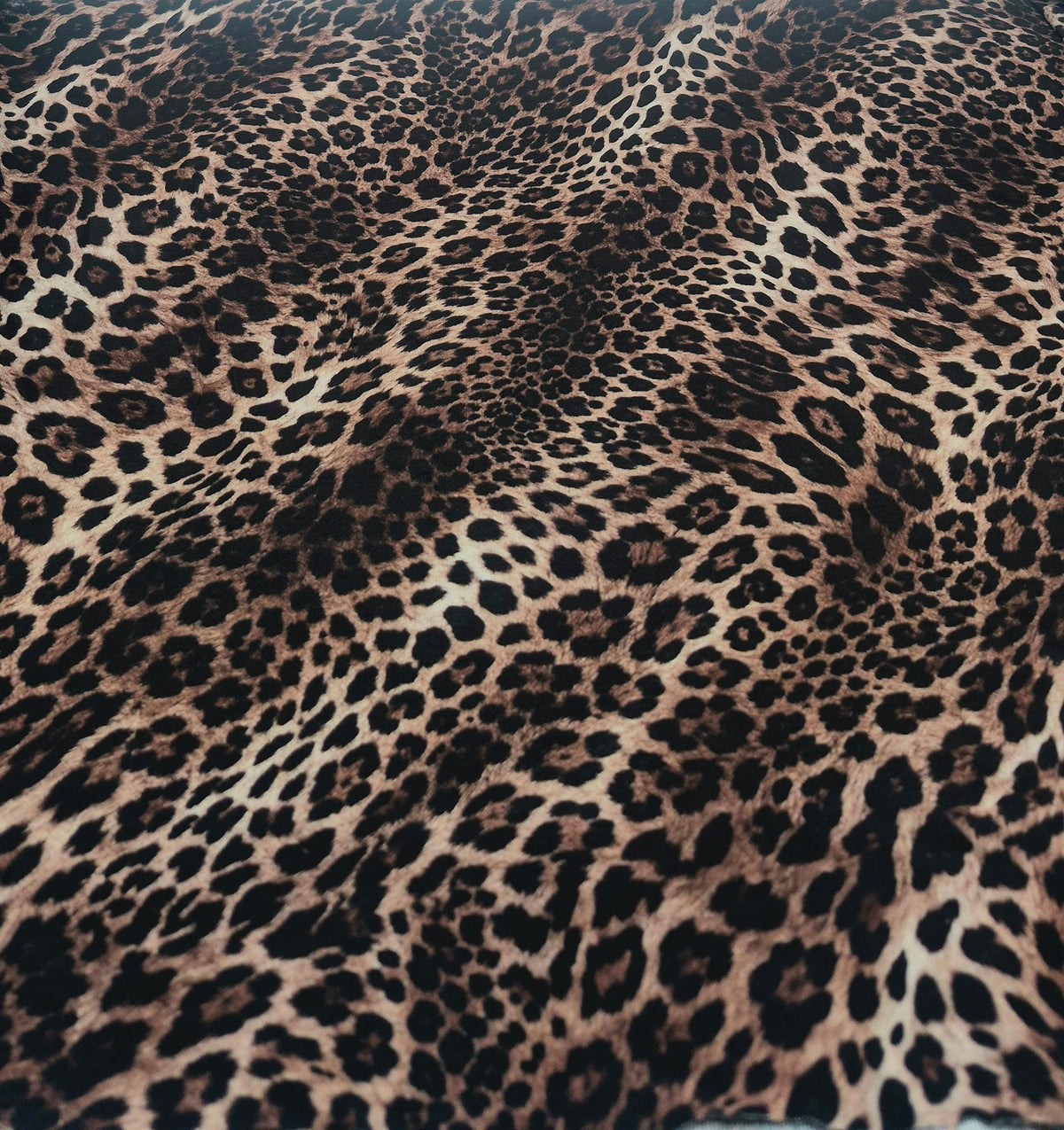 Chocolate Leopard Print Lightweight Bubble Crepe Fabric