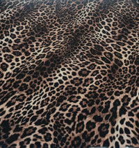 Chocolate Leopard Print Lightweight Bubble Crepe Fabric