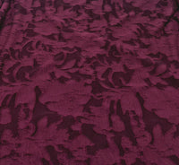 Plum Floral Burnout Jacquard 2 Way Stretch Fabric