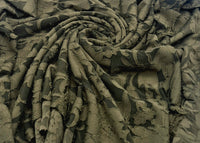 Khaki Floral Burnout Jacquard 2 Way Stretch Fabric
