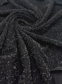 Black Silver Thread Textured Lurex Stretch Knit Fabric