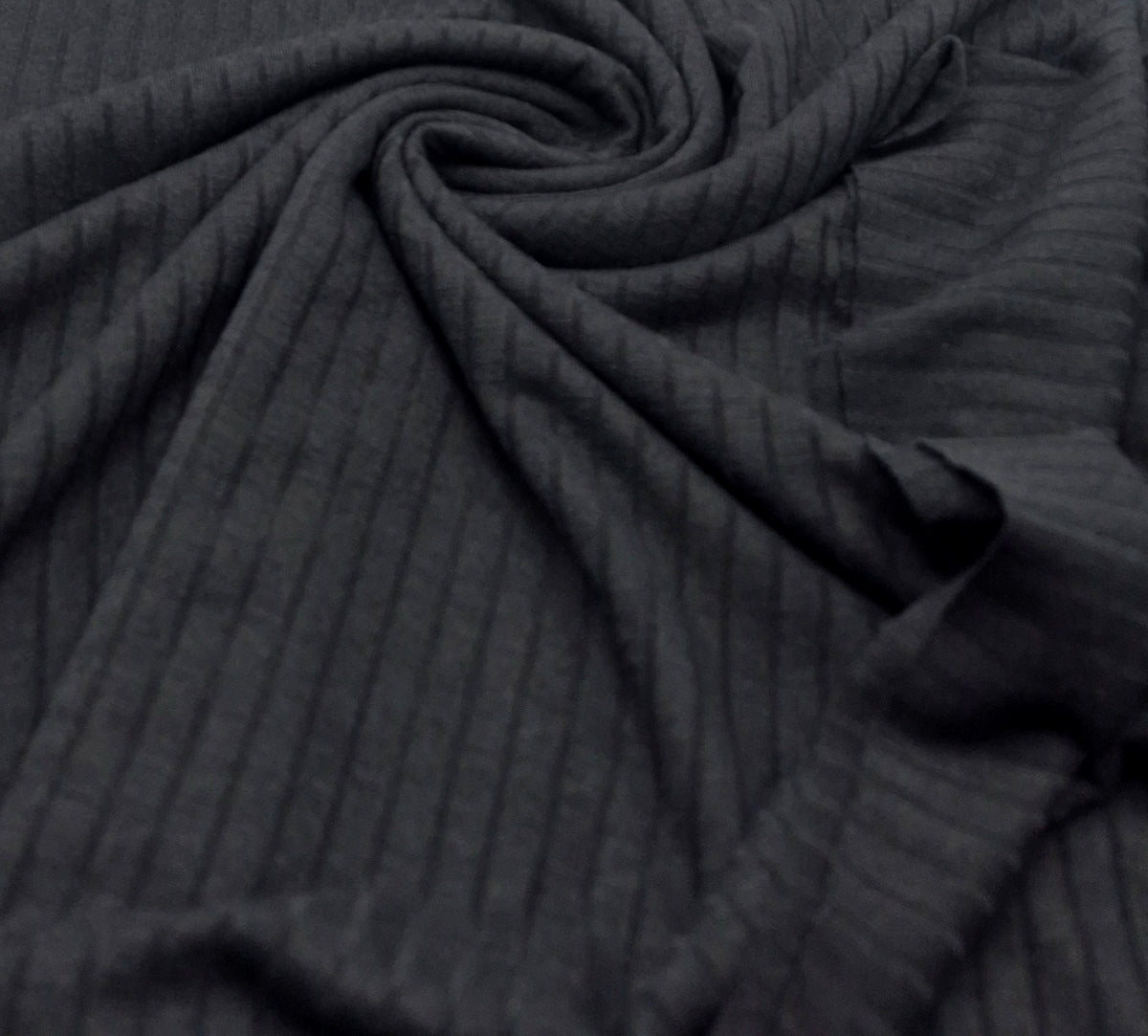 Black Lightweight 8x4 Wide Rib Stretch Fabric