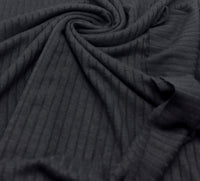 Black Lightweight 8x4 Wide Rib Stretch Fabric