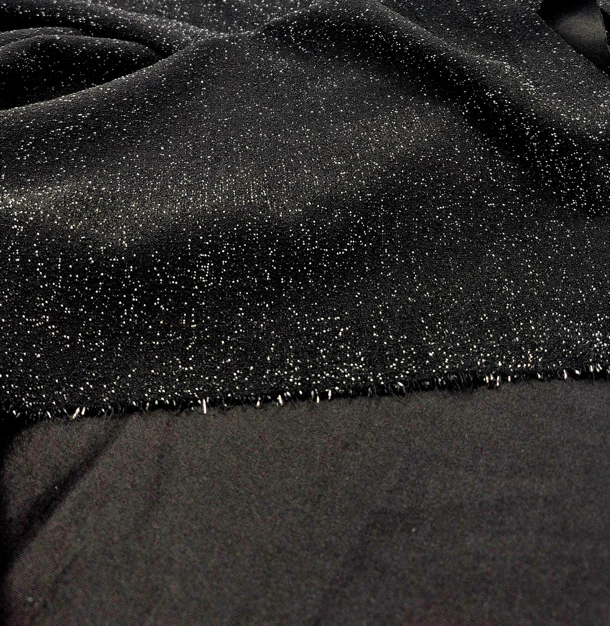 Black Silver Thread Textured Lurex Stretch Knit Fabric