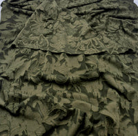 Khaki Floral Burnout Jacquard 2 Way Stretch Fabric