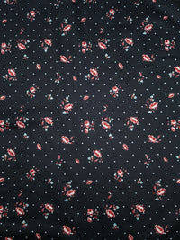 Rose Polka Dot Print Spun Poly Stretch Fabric - T9 Fabrics