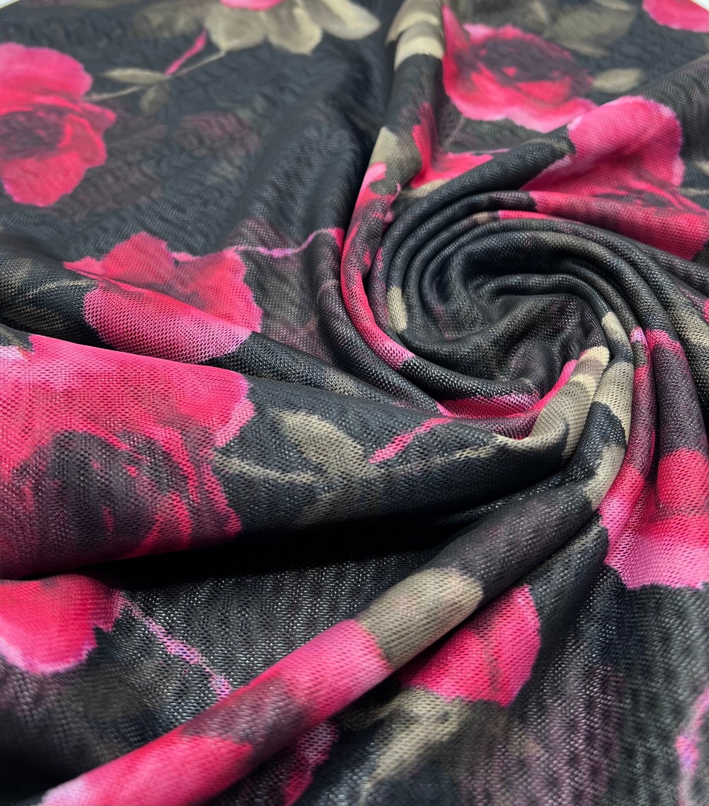 Rose Print Floral Mesh Fabric Stretch - T9 Fabrics