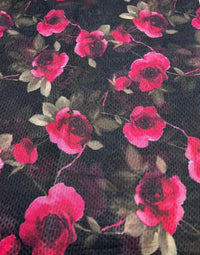 Rose Print Floral Mesh Fabric Stretch - T9 Fabrics