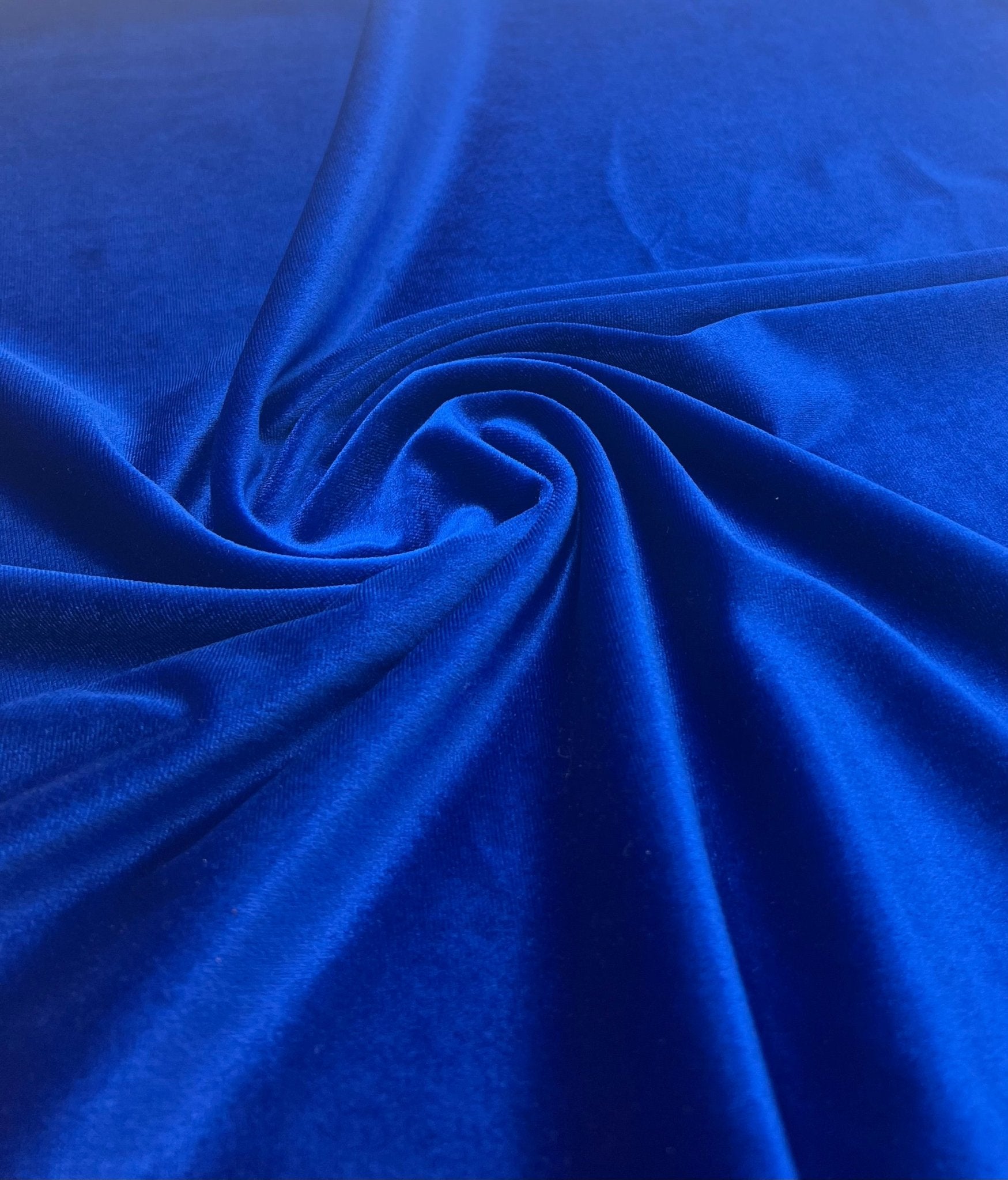 Royal Blue Plain Velour Spandex Stretch Fabric - T9 Fabrics