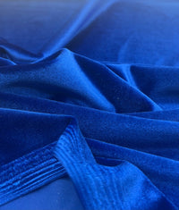 Royal Blue Plain Velour Spandex Stretch Fabric - T9 Fabrics