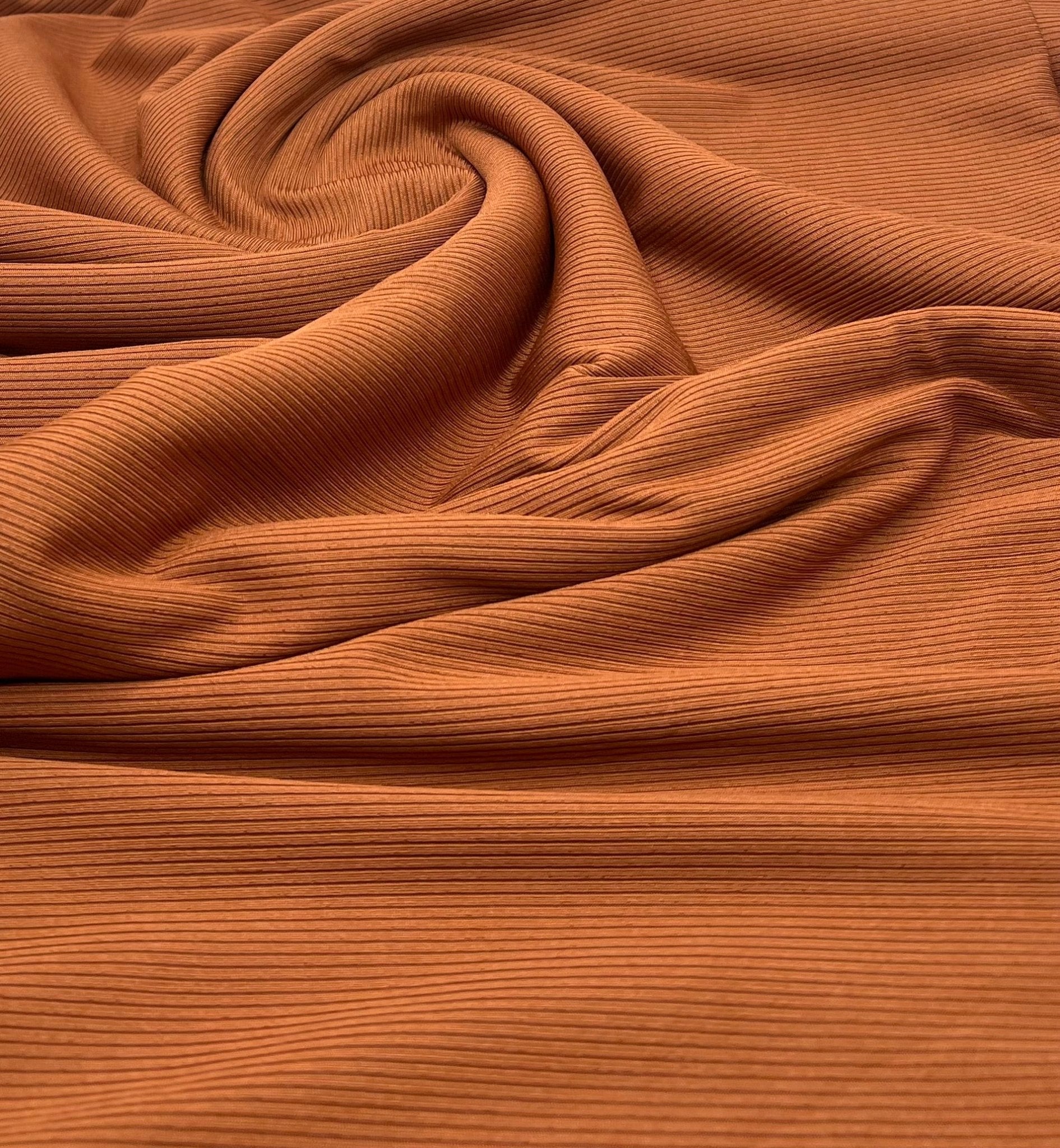 Rust 2X1 Fine Rib Stretch Fabric - T9 Fabrics