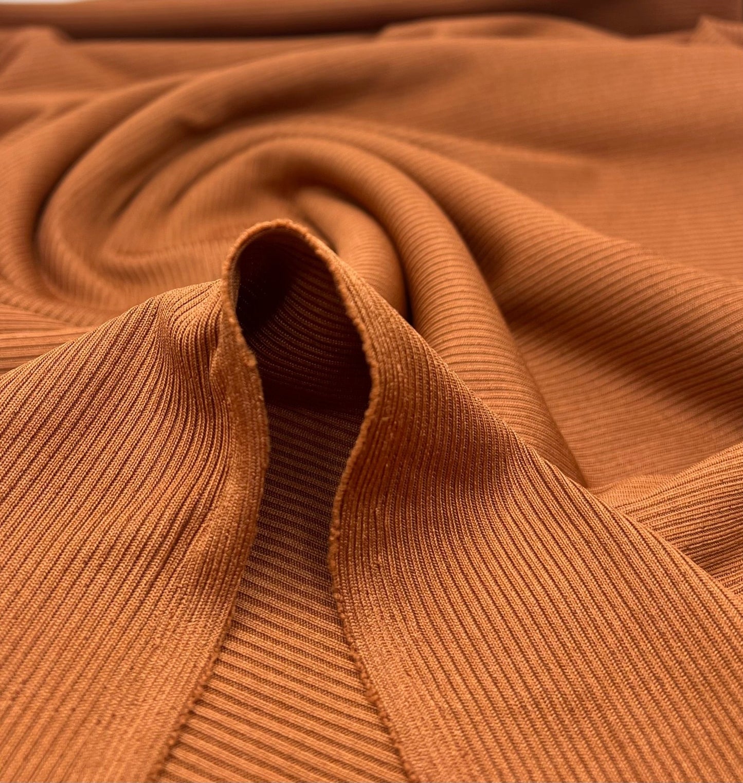 Rust 2X1 Fine Rib Stretch Fabric - T9 Fabrics