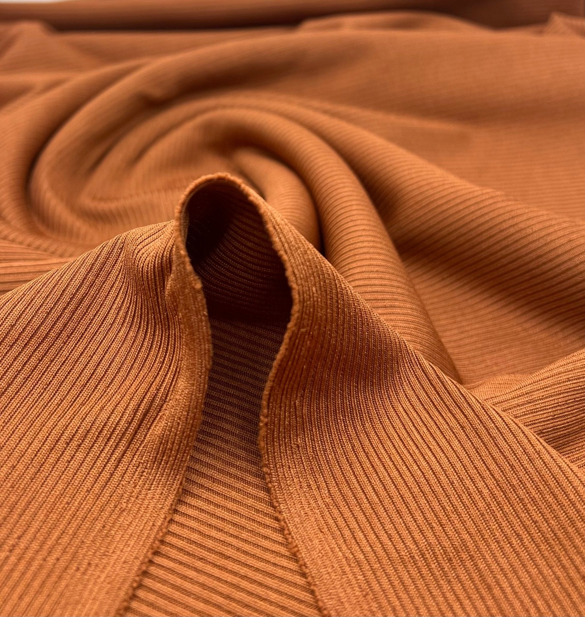 Rust 2X1 Fine Rib Stretch Fabric - T9 Fabrics