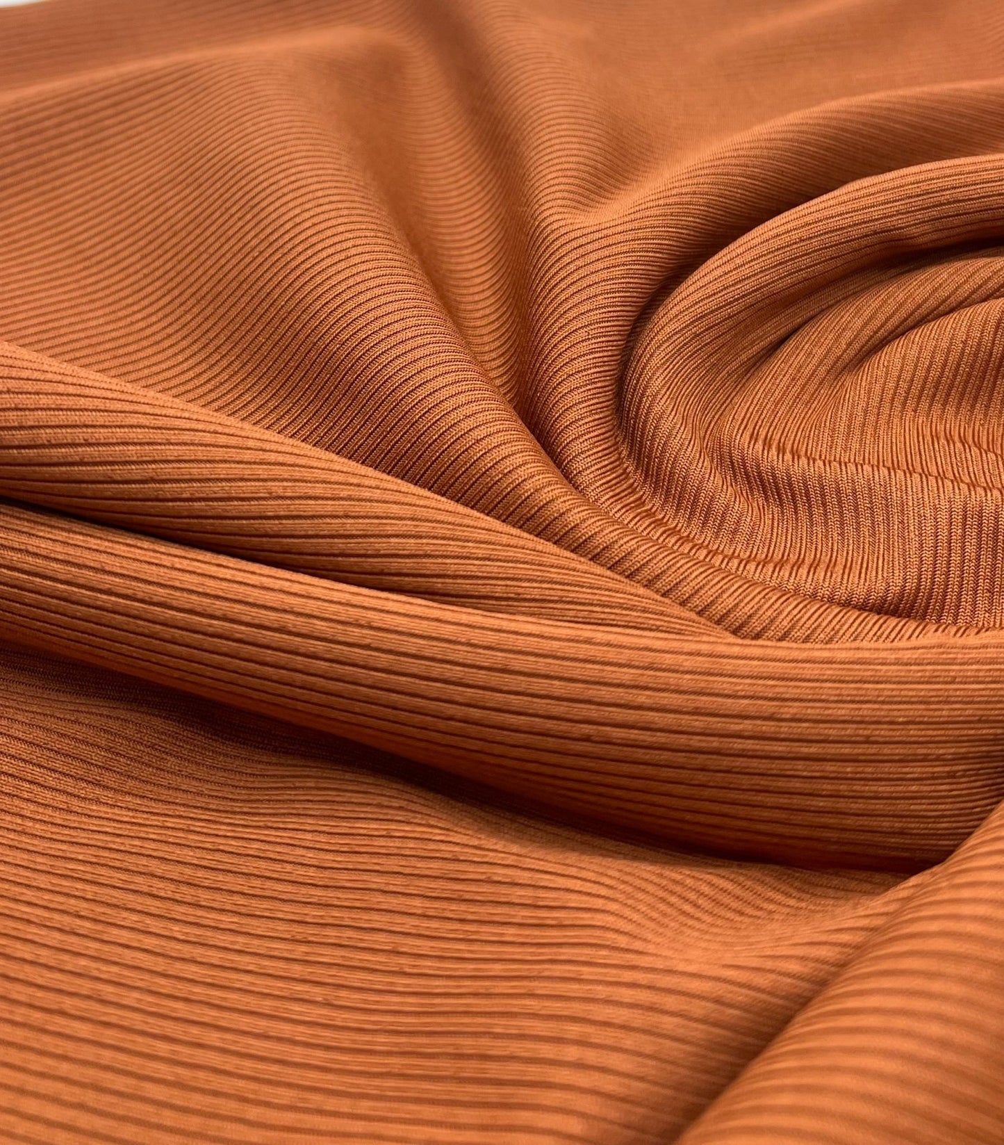 Rust 2X1 Fine Rib Stretch Fabric - T9 Fabrics
