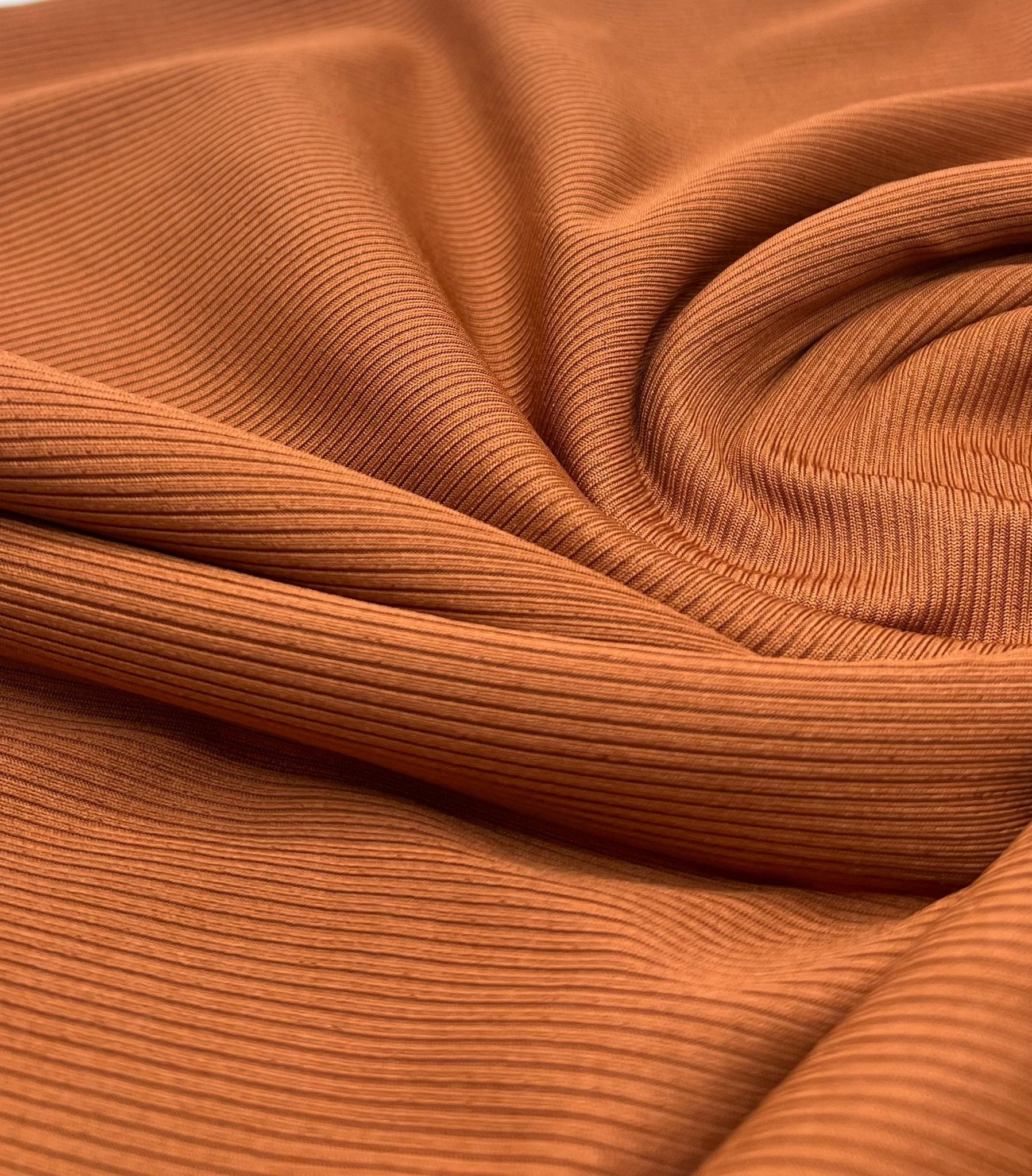 Rust 2X1 Fine Rib Stretch Fabric - T9 Fabrics
