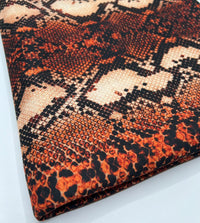 Rust Snake Print Spun Poly Stretch Fabric - T9 Fabrics