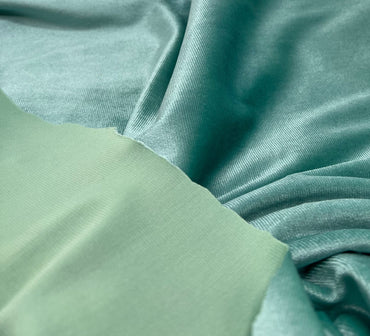 Sage Green Plain Velour Spandex Stretch Fabric - T9 Fabrics