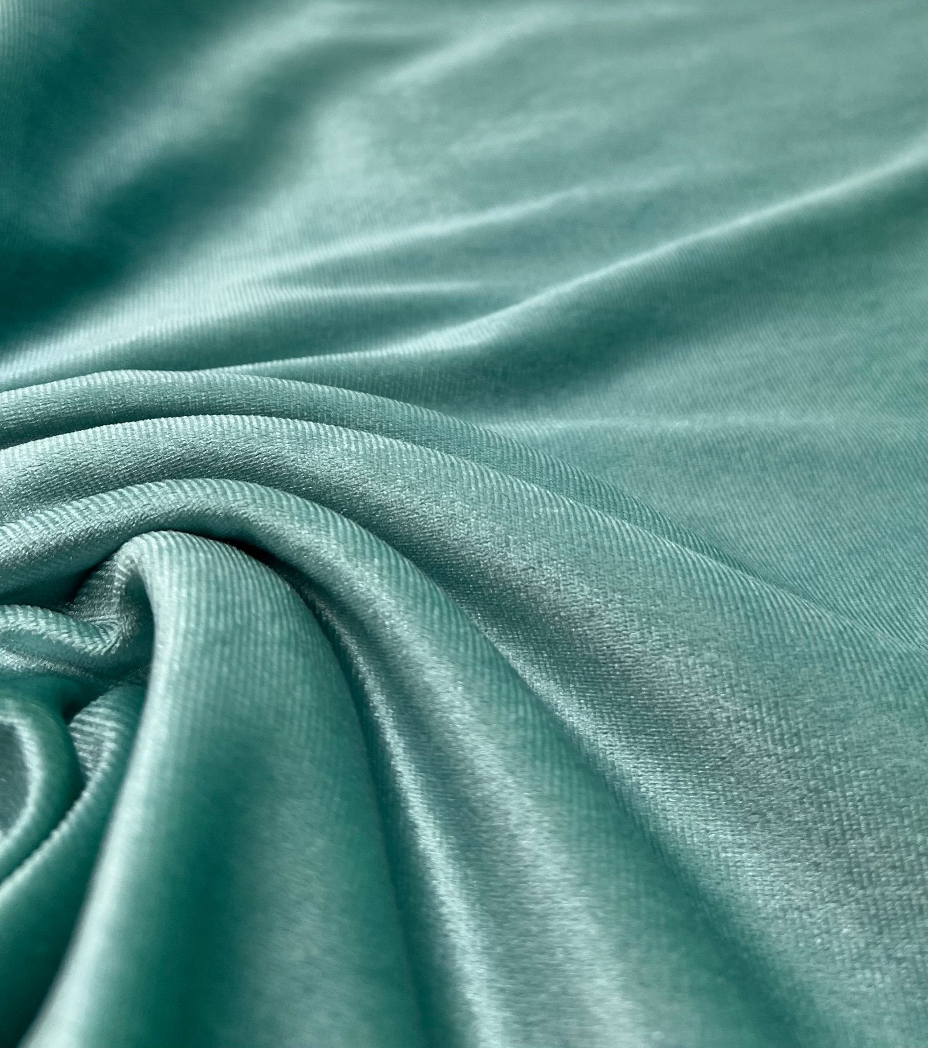 Sage Green Plain Velour Spandex Stretch Fabric - T9 Fabrics