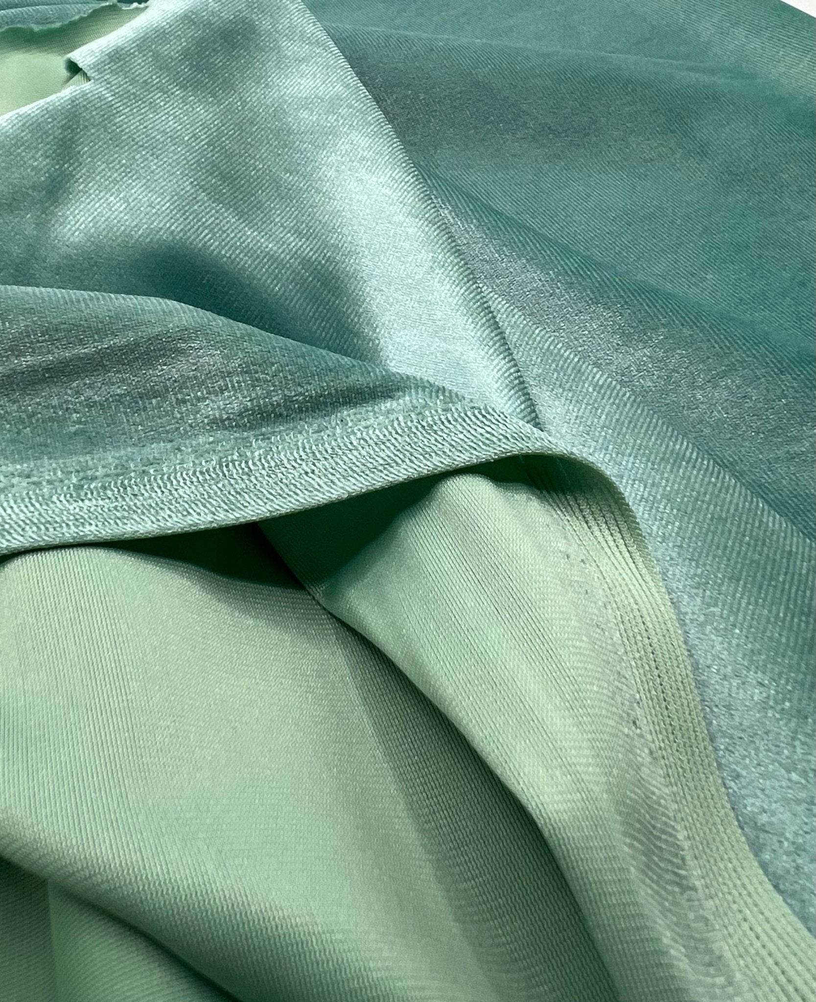 Sage Green Plain Velour Spandex Stretch Fabric - T9 Fabrics
