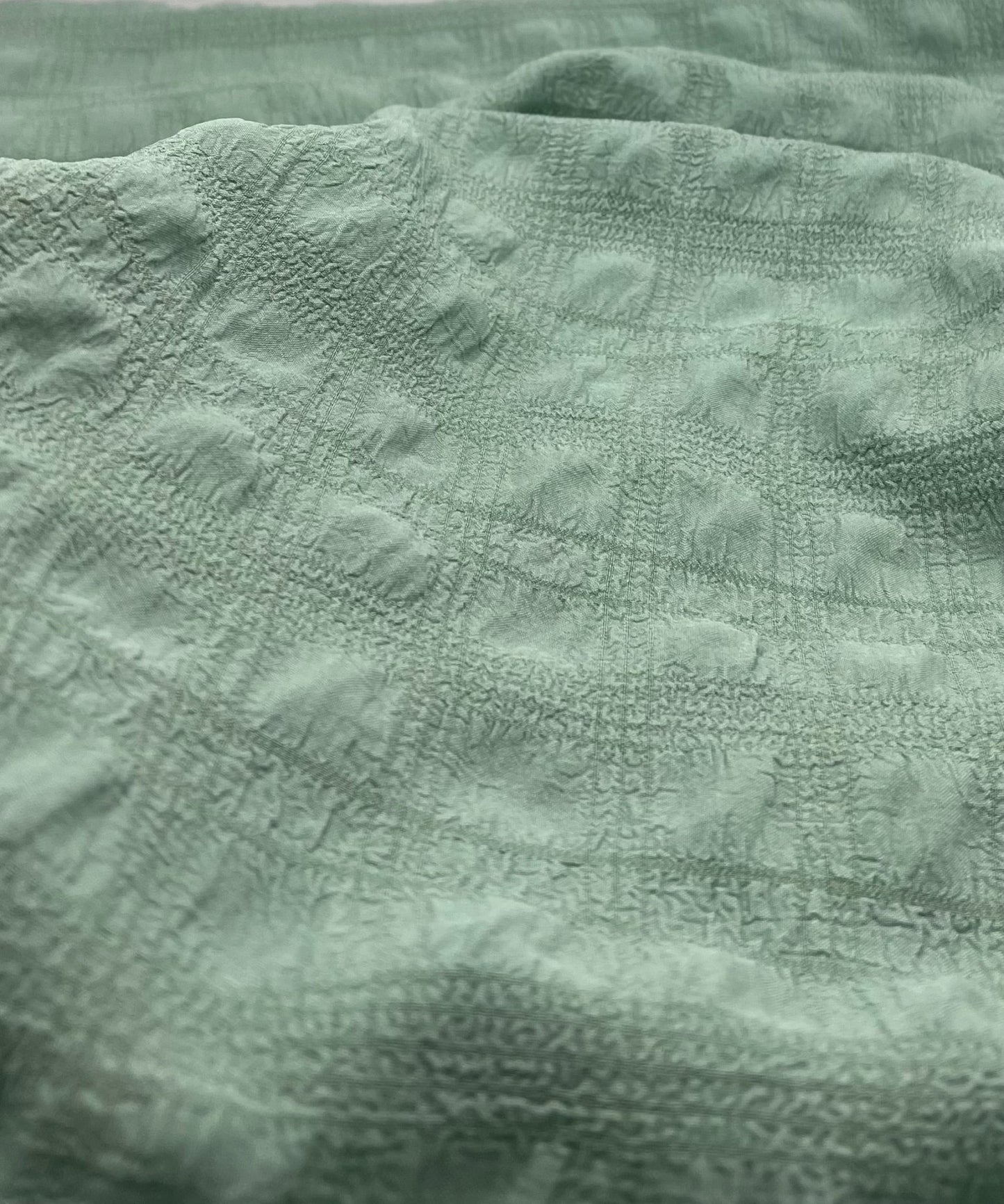 Sage Green Textured Bubble Non Stretch Fabric - T9 Fabrics