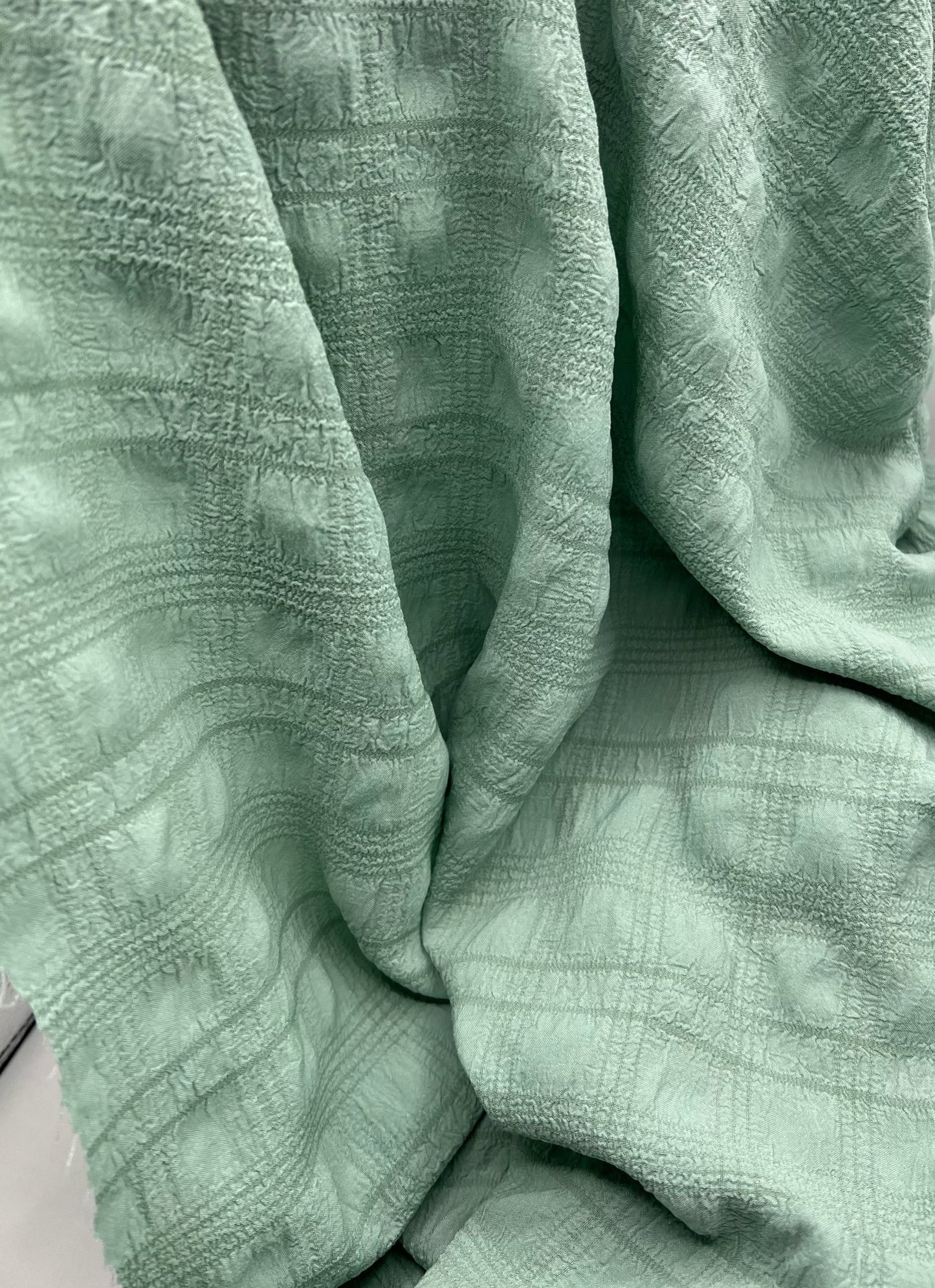 Sage Green Textured Bubble Non Stretch Fabric - T9 Fabrics