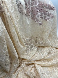 Sand Floral Lace Fabric Stretch - T9 Fabrics
