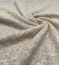Sand Floral Lace Fabric Stretch - T9 Fabrics
