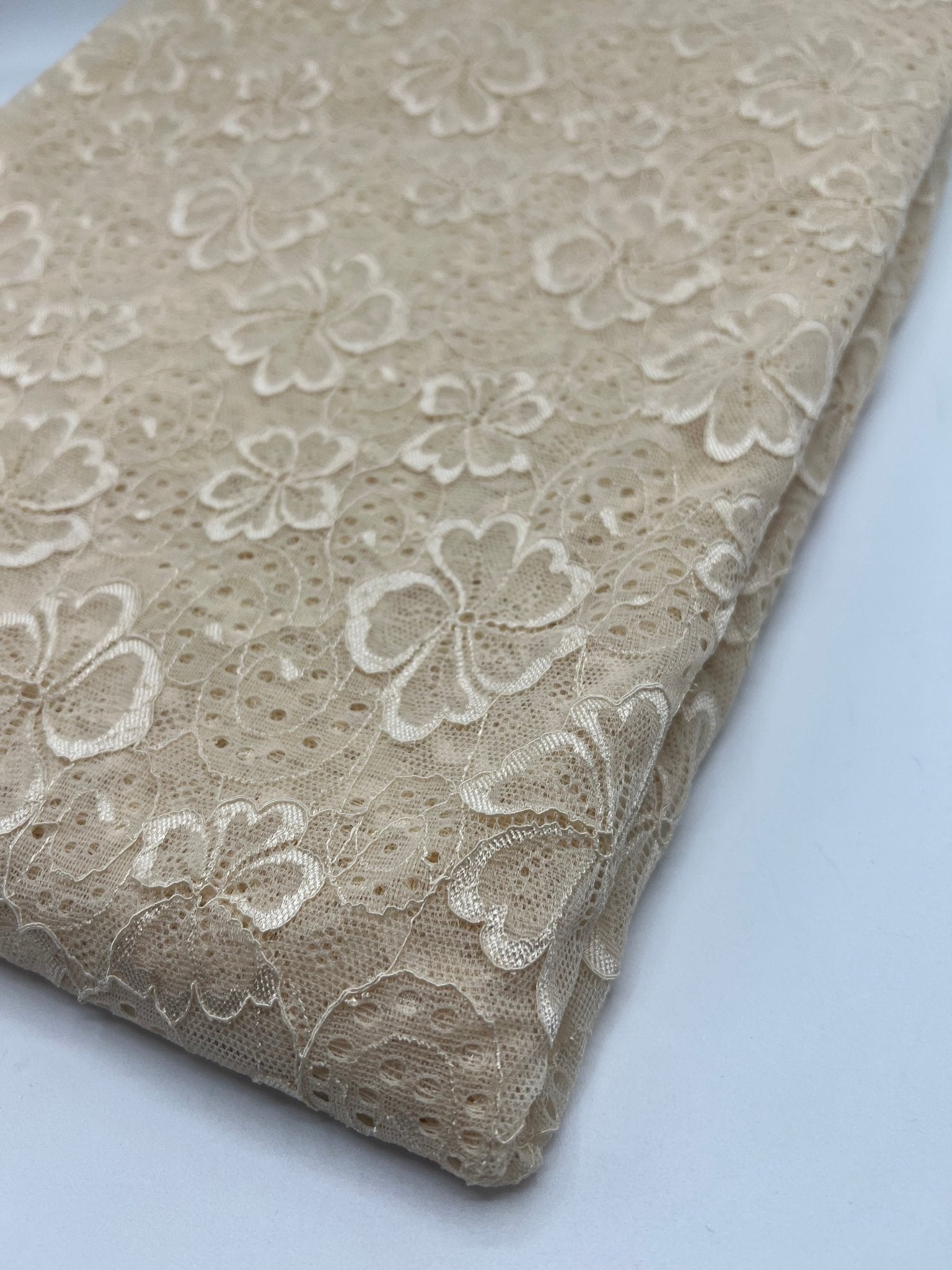 Sand Floral Lace Fabric Stretch - T9 Fabrics