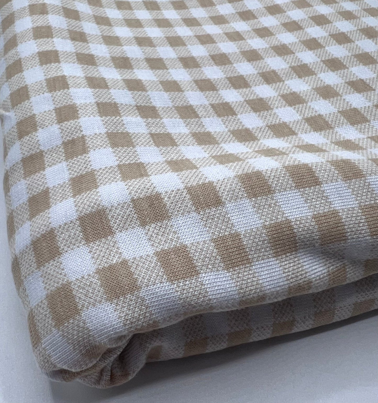 Sand & White Check Print Viscose Elastane Fabric - T9 Fabrics