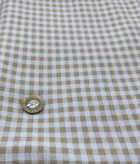 Sand & White Check Print Viscose Elastane Fabric - T9 Fabrics